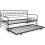 Costway Single Daybed Trundle Metal Pull out Sofa Bed Curved Backrest 1