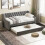 Costway Linen Upholstered Daybed Single Size Trundle Bed Sofa Bed Frame 10