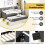 Costway Linen Upholstered Daybed Single Size Trundle Bed Sofa Bed Frame 8