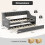 Costway Linen Upholstered Daybed Single Size Trundle Bed Sofa Bed Frame 3