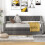 Costway Linen Upholstered Daybed Single Size Trundle Bed Sofa Bed Frame 9