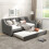 Costway Linen Upholstered Daybed Single Size Trundle Bed Sofa Bed Frame 4