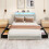 Costway King Size Modern Faux Leather Upholstered Platform Bed 2