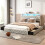 Costway King Size Modern Faux Leather Upholstered Platform Bed 4