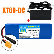 48V 200Ah Li-Ionen-Akkupack 13S3P mit BMS und XT60-DC-Ladegerät für E-Bike und Scooter