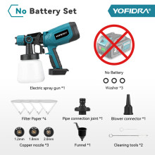 Pistola de pintura eléctrica YOFIDRA 1000 ml sin batería, pulverizador 66000 RPM para muebles y paredes