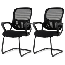 Reception Chairs Set 2 Office Guest Chairs Breathable Mesh Back