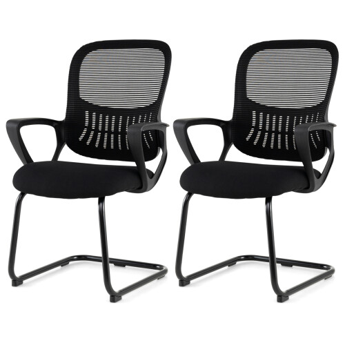 Costway Reception Chairs Set 2 Office Guest Chairs Breathable Mesh Back