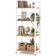 Narrow Bookshelf 4 Tier Freestanding Bookcase Heavy Duty Metal Frame