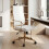 Costway Ribbed Leather Swivel Office Chair Wheels 10