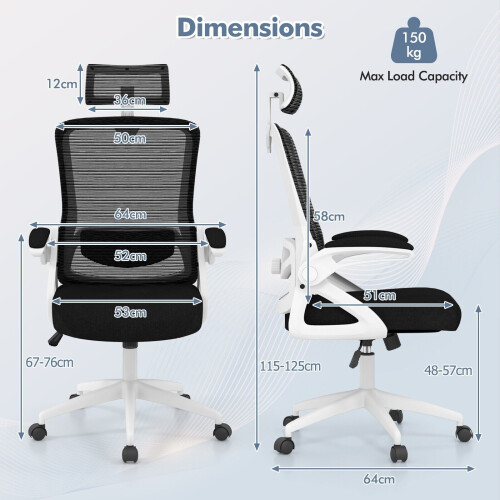 Costway Ergonomic Office Chair Adjustable Swivel Task Chair Lumbar Support 2