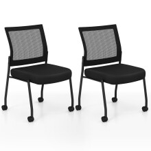Armless Waiting Room Chair Wheels Set 2