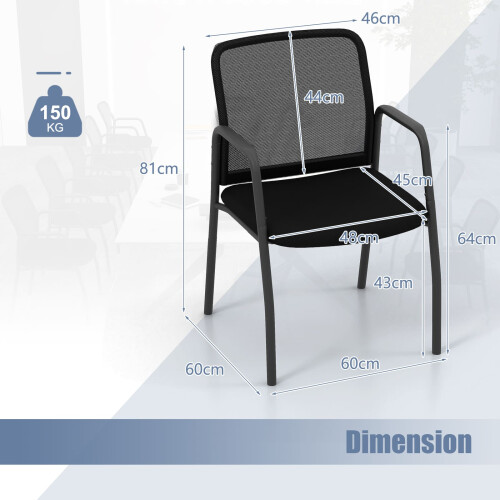 Costway Waiting Room Chair Set 2 Office Guest Chairs Mesh Backrest 2