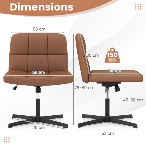 Costway Modern Criss Cross Chair PU Leather Upholstered Armless Desk 2