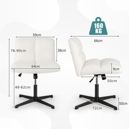 Costway Armless Home Office Chair Swivel Desk Adjustable Task Vanity 2