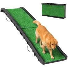 PawHut Rampa plegable para perros con césped artificial, 155x38,5x15,5 cm, verde y negro, con asa y ángulo ajustable