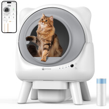 Amicura Cura X1 Blanca, Caja de Arena Autolimpiable para Gatos con Wi-Fi y App, 80+8 L