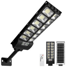 Farola solar de exterior con sensor de movimiento, 252 LED, panel solar 6V/10W, batería 6000 mAh, negra, 170x465 mm, 1 unidad
