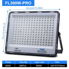 Proyector LED exterior 300W IP66 220V 6500K blanco frío para jardín y calle