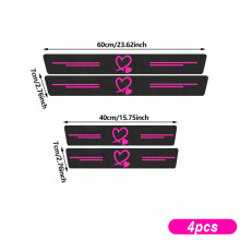 (Pink heart-4pcs) Einstiegsleistenschutz aus kratzfestem Carbonfaser-Aufkleber mit Einstiegsleiste, universell passend