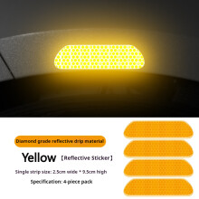 (Yellow 4 pack) Reflektierende Autotüraufkleber für die Nacht, Antikollisionsstreifen für die Heckklappe, kreative dekorative