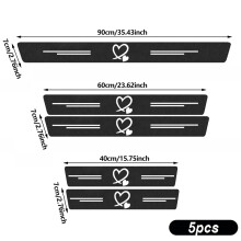 (White heart-5pcs) Einstiegsleistenschutz aus kratzfestem Carbonfaser-Aufkleber mit Einstiegsleiste, universell passend