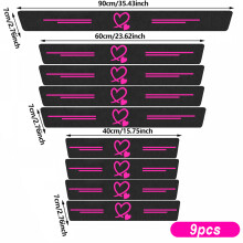 (Pink heart-9pcs) Einstiegsleistenschutz aus kratzfestem Carbonfaser-Aufkleber mit Einstiegsleiste, universell passend