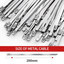 (200mm, 100pcs) Abraçadeiras de metal de aço inoxidável para serviço pesado, multiuso, com sistema de travamento automático.