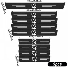 (White heart-9pcs) Einstiegsleistenschutz aus kratzfestem Carbonfaser-Aufkleber mit Einstiegsleiste, universell passend