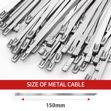 (150mm, 40pcs) Abraçadeiras de metal de aço inoxidável para serviço pesado, multiuso, com sistema de travamento automático.