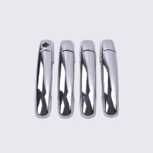 (silver 1 keyhole) Novo adesivo de acabamento cromado em fibra de carbono para maçaneta de porta de carro, compatível com