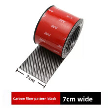 (Carbon Fiber 7cm) Faixas de proteção para soleira de porta de carro em fibra de carbono, adesivo de proteção anticolisão