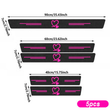 (Pink heart-5pcs) Einstiegsleistenschutz aus kratzfestem Carbonfaser-Aufkleber mit Einstiegsleiste, universell passend