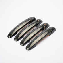 (black 2 keyholes) Novo adesivo de acabamento cromado em fibra de carbono para maçaneta de porta de carro, compatível com