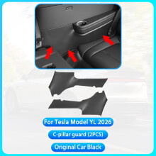 (For LHD Model YL, C Pillar 2PCS Black) Compatível com Tesla Model YL Launch 2026, conjunto de protetores de soleira de porta dianteira e traseira,