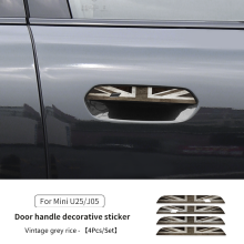 (U25 Retro grey rice) Türgriffaufkleber kompatibel mit MINI Countryman U25 Cooper J01 J05, Kratzschutz-Dekoraufkleber, Außenverkleidungszubehör
