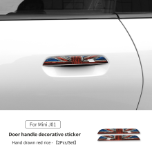 (J01 Hand drawn red) Adesivo para maçaneta de porta de carro compatível com MINI Countryman U25 Cooper J01 J05, adesivo decorativo