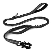 (black) Guia reforçada para cães com alça de sinalização e alças acolchoadas rebatíveis compatíveis. Guia refletora