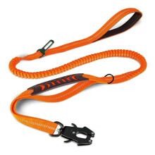 (Orange) Guia reforçada para cães com alça de sinalização e alças acolchoadas rebatíveis compatíveis. Guia refletora