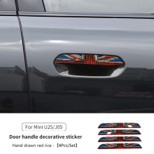 (U25 Hand drawn red) Türgriffaufkleber kompatibel mit MINI Countryman U25 Cooper J01 J05, Kratzschutz-Dekoraufkleber, Außenverkleidungszubehör