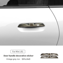 (J01 Retro grey rice) Türgriffaufkleber kompatibel mit MINI Countryman U25 Cooper J01 J05, Kratzschutz-Dekoraufkleber, Außenverkleidungszubehör