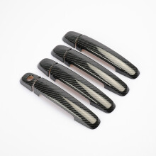 (black 1 keyhole) Novo adesivo de acabamento cromado em fibra de carbono para maçaneta de porta de carro, compatível com