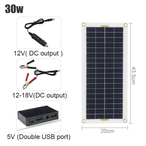Bärbar solpanel 30W12V Bil Skåpbil Båt Husvagn CamperUK 1