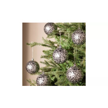 Pack of 6 Black Leopard Print Christmas Baubles