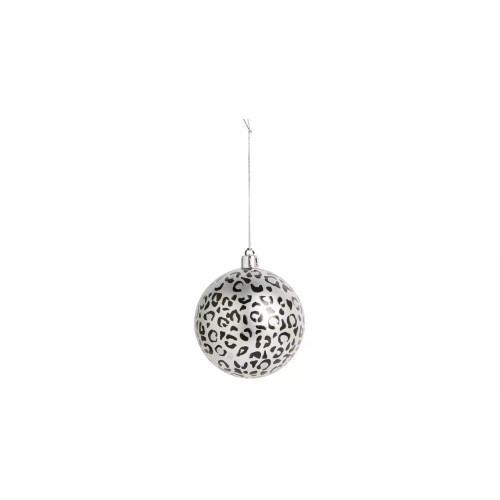 Pack of 6 Black Leopard Print Christmas Baubles 1