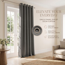 (Grey Ringtop-66"x84") Thermal Blackout Ready Made Curtains Room Divider Door Curtain - Single Panel