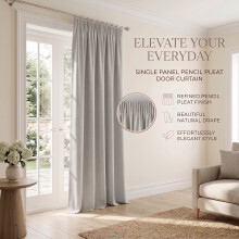 (Silver Pencil Pleat-66"x84") Thermal Blackout Ready Made Curtains Room Divider Door Curtain - Single Panel