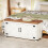 Shoe Storage Bench with 2 Barn Doors and Padded Seat White-Brown 12