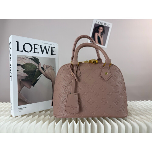 (Nude powder) Retro Embossed Shell Bag Lock Handle Shoulder Crossbody Bag