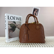 (Caramel brown) Retro Embossed Shell Bag Lock Handle Shoulder Crossbody Bag